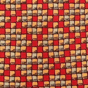 100% REAL HERMES TIE ~ RED ORANGE & TAN MODERN 3D BLOCKS CUBES GRID
